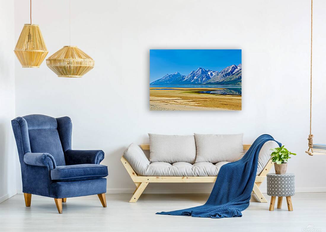 Mountains reflect in the water at Grand Teton National Park Reproduction