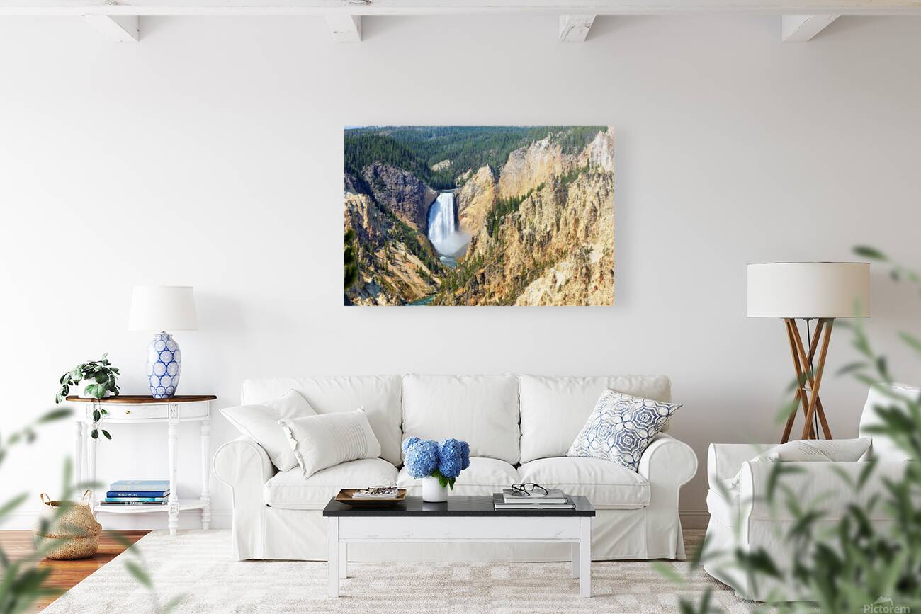 Grand Canyon of Yellowstone: waterfall and cliffs Reproduction