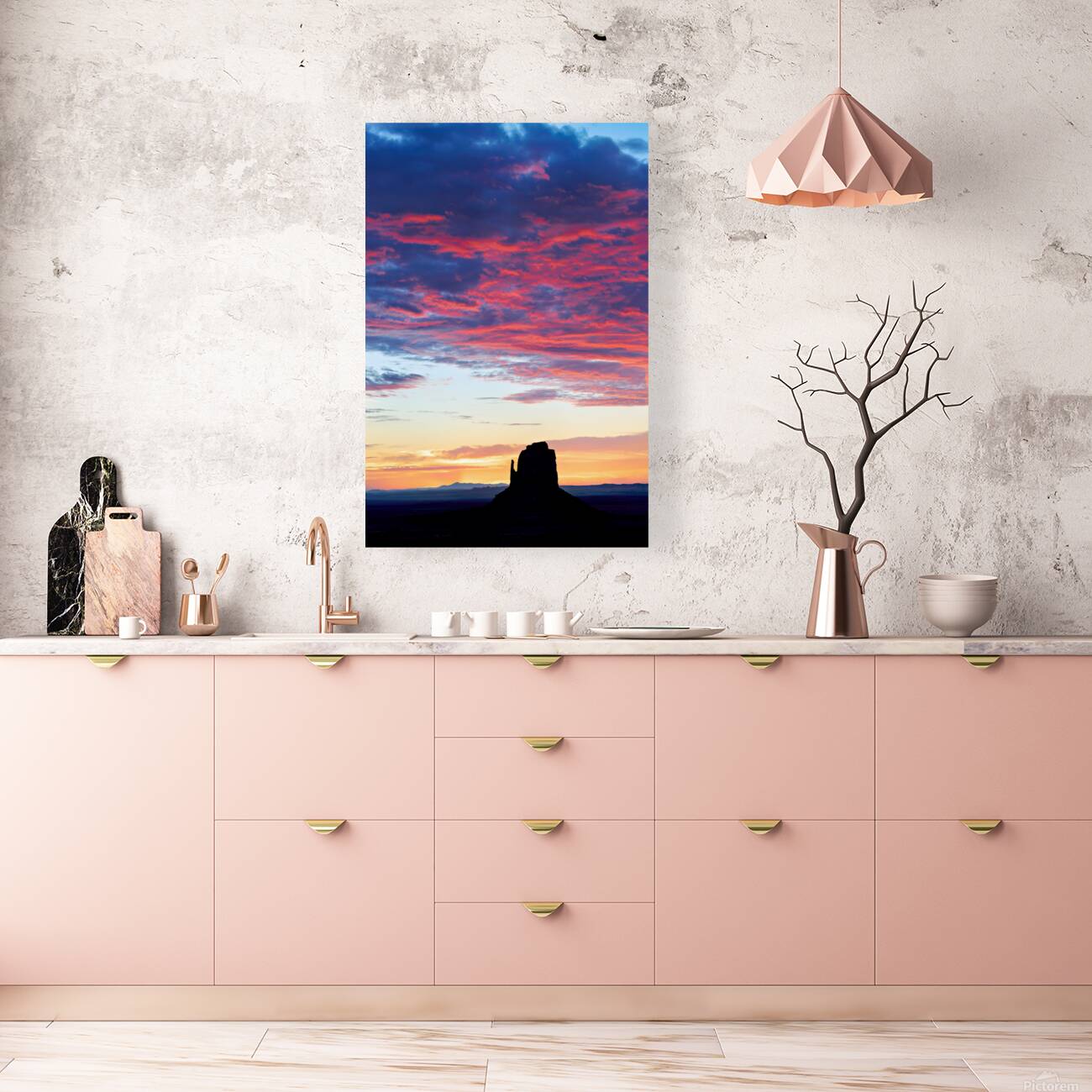 View of sunset over Monument Valley in USA Reproduction