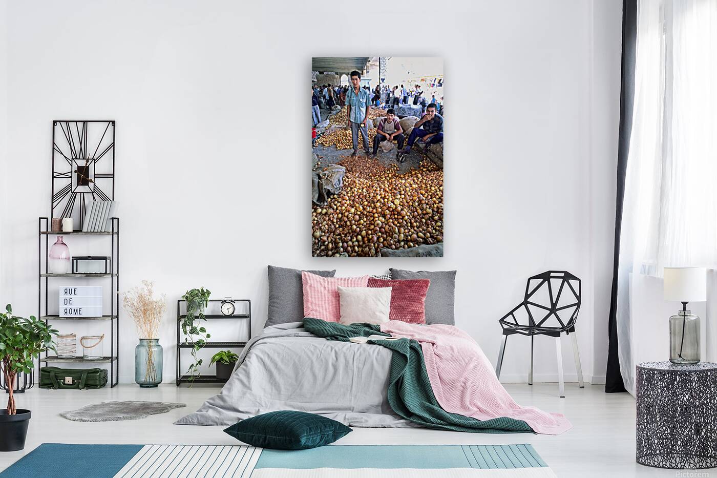 Young vendors sell onions in a market in Khiva Uzbekistan Reproduction