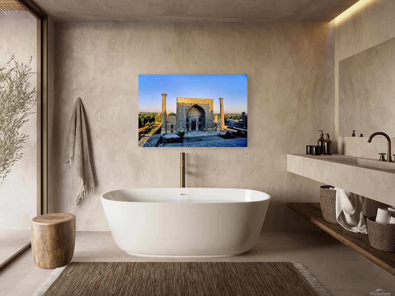 Historic building in Khiva during sunset in Uzbekistan Reproduction