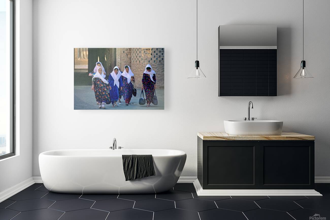 Women stroll through Khivas streets with tradition Reproduction