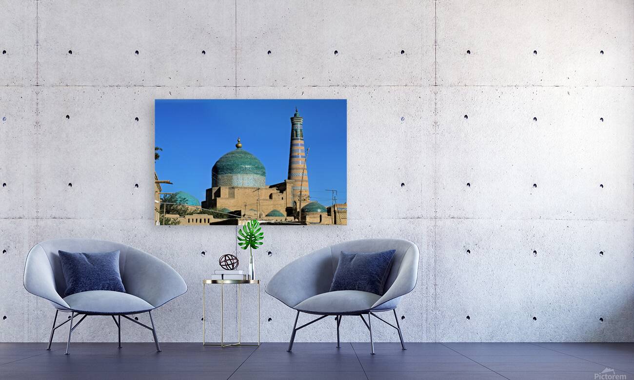 Khiva towers and domes show vibrant architecture in Uzbekistan Reproduction