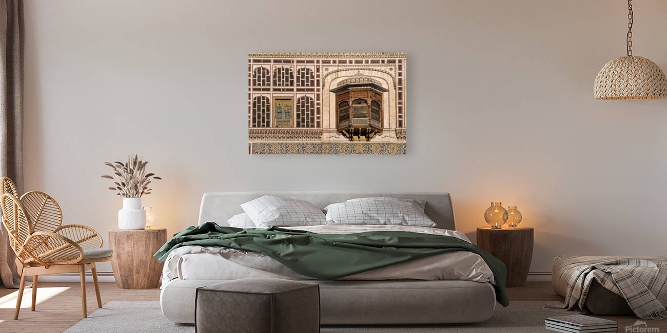 Historic house facade in Samarkand shows ancient design Reproduction