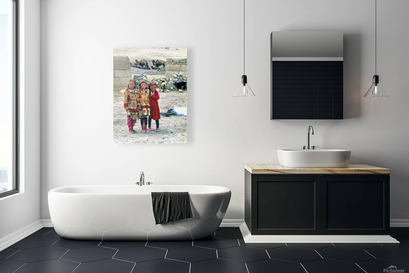 Village children in Uzbekistan enjoy their day outside Reproduction