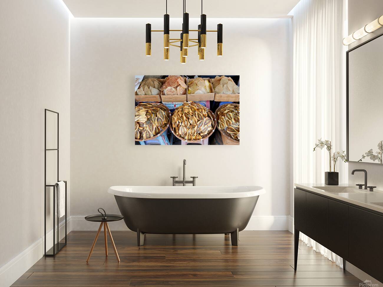 Dried seafood for sale in Hanoi street market Reproduction