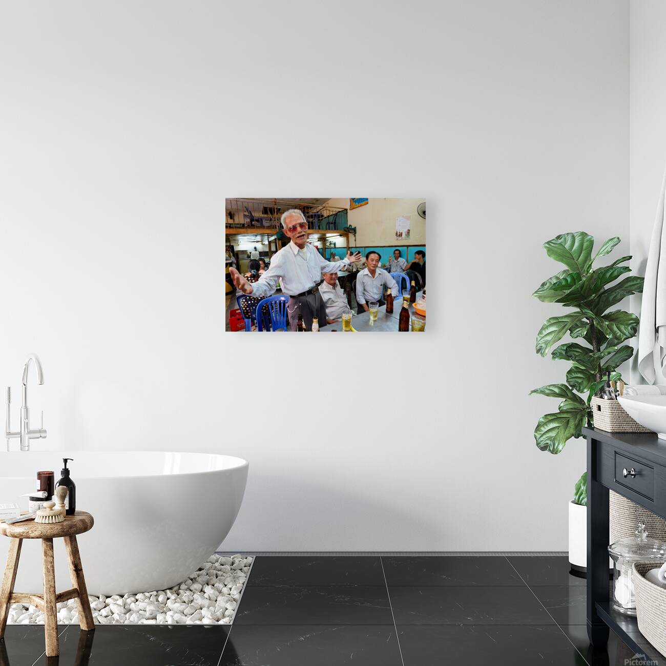 Men gather in Ho Chi Minh Vietnam for drinks and conversation Reproduction