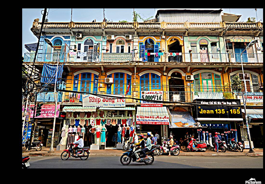 Shopping in Ho Chi Minh City streets during a sunny day Reproduction