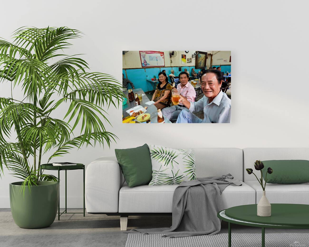 People enjoying time together in a cafe in Ho Chi Minh City Reproduction