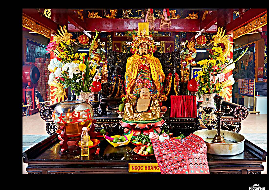 Visit to a Buddhist temple in Ho Chi Minh City Vietnam Reproduction