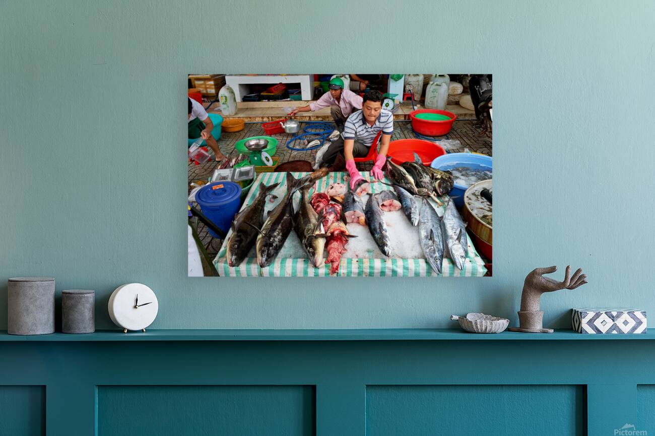 Fish market scene in Phu Quoc Vietnam during the day Reproduction