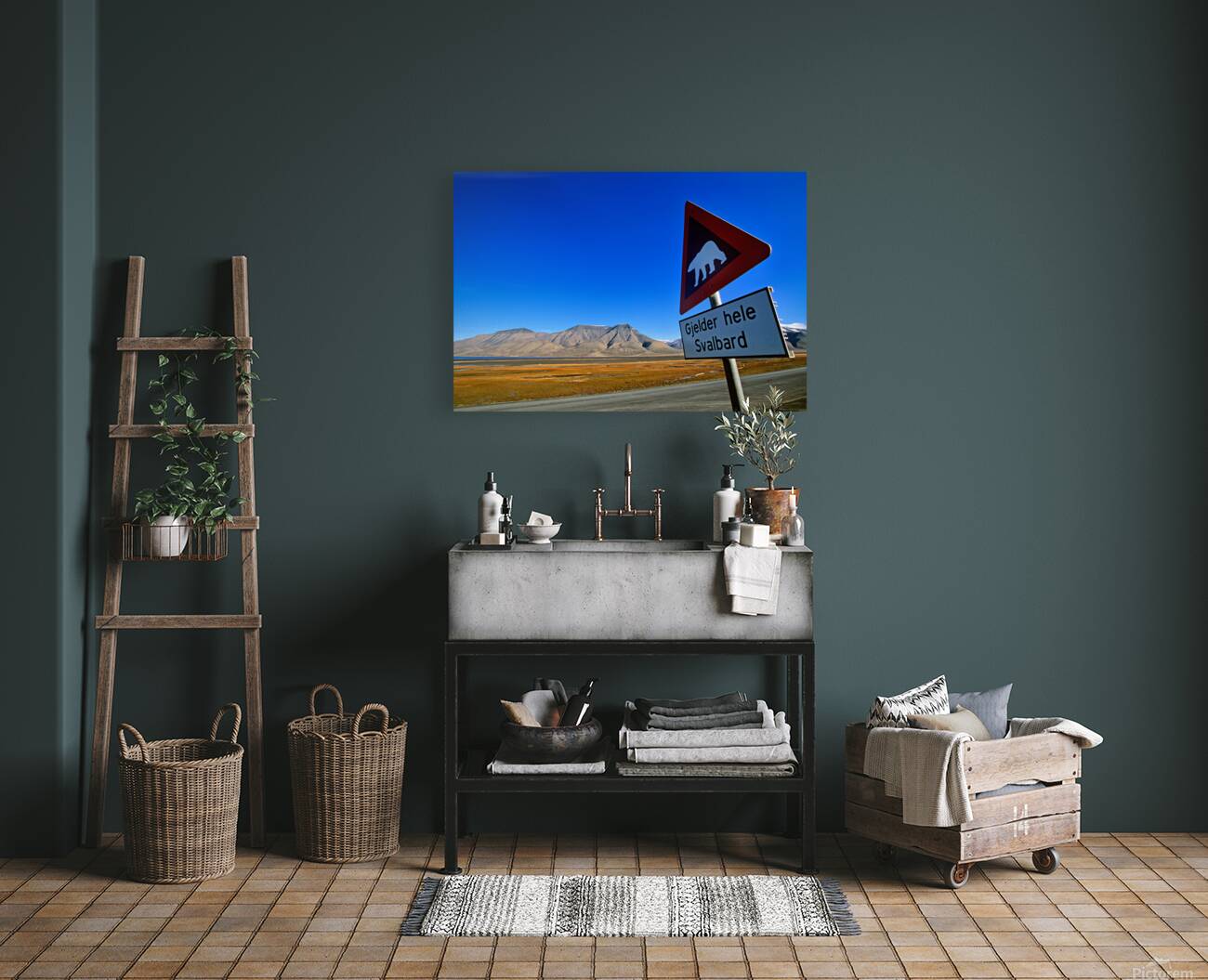 Warning sign for polar bears in Longyearbyen Svalbard Reproduction