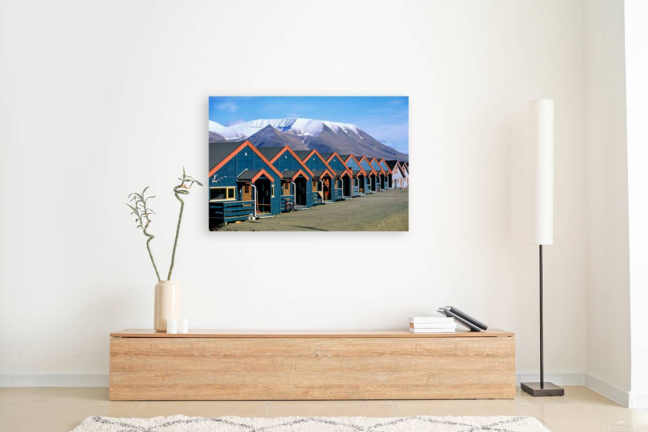 Colorful houses line the street in Longyearbyen Svalbard Reproduction