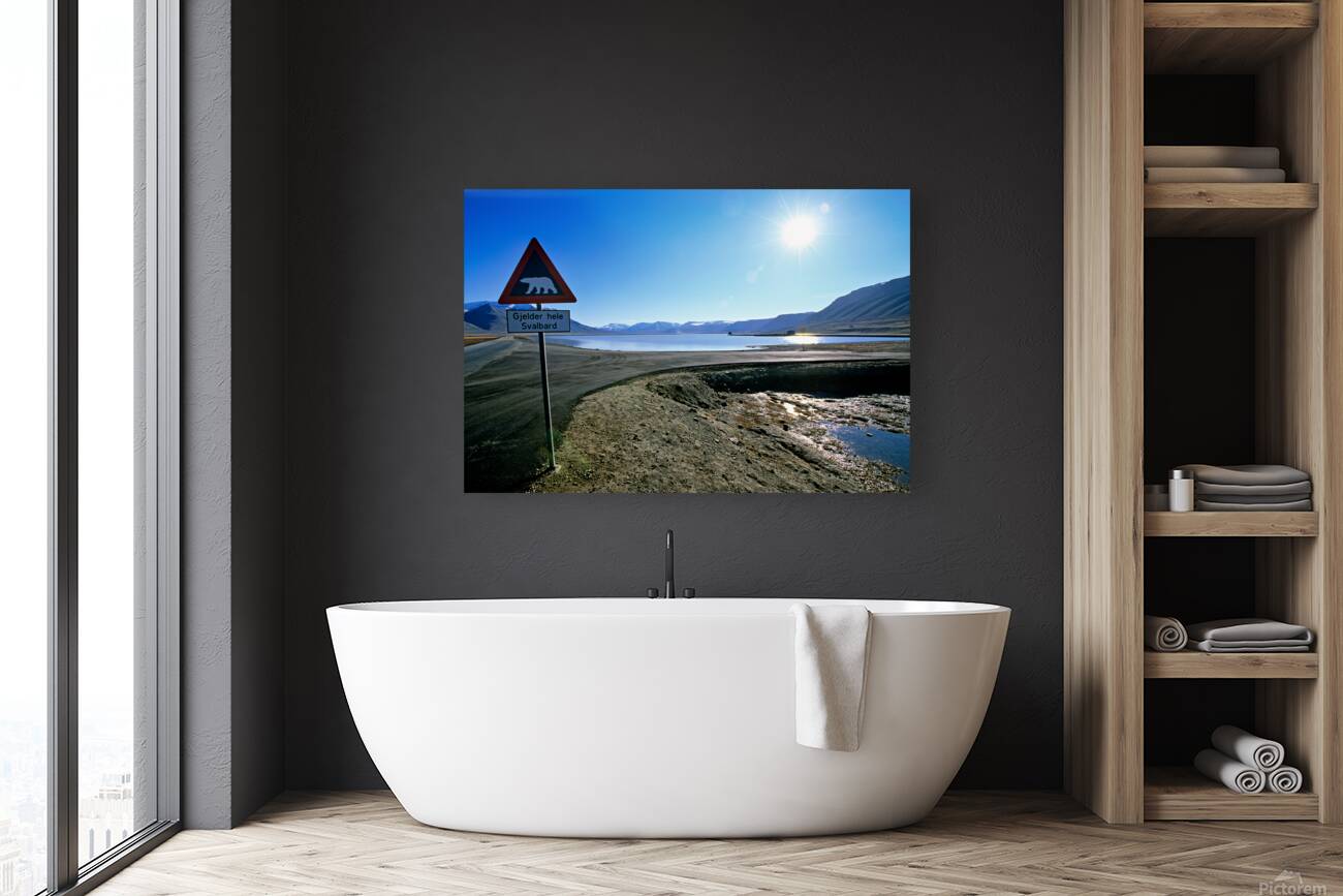 Warning signs in Longyearbyen Svalbard Archipelago Norway Reproduction