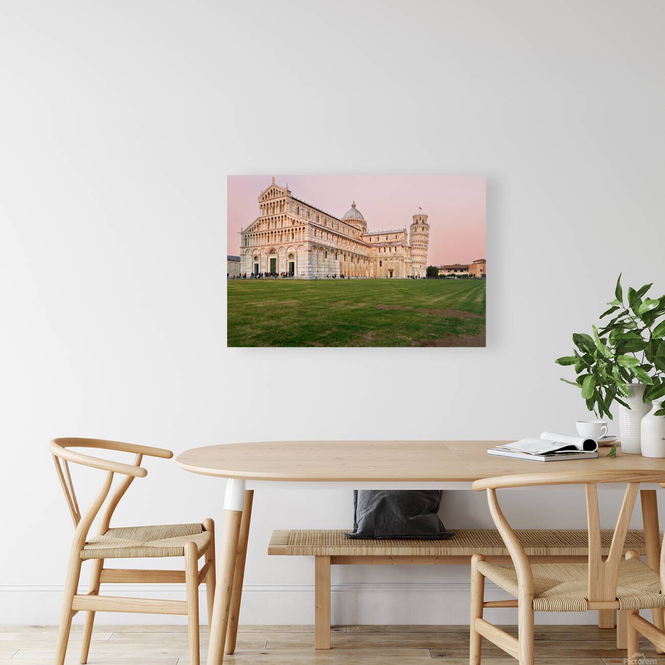 Sunset view of Leaning Tower and Cathedral in Pisa Tuscany Reproduction