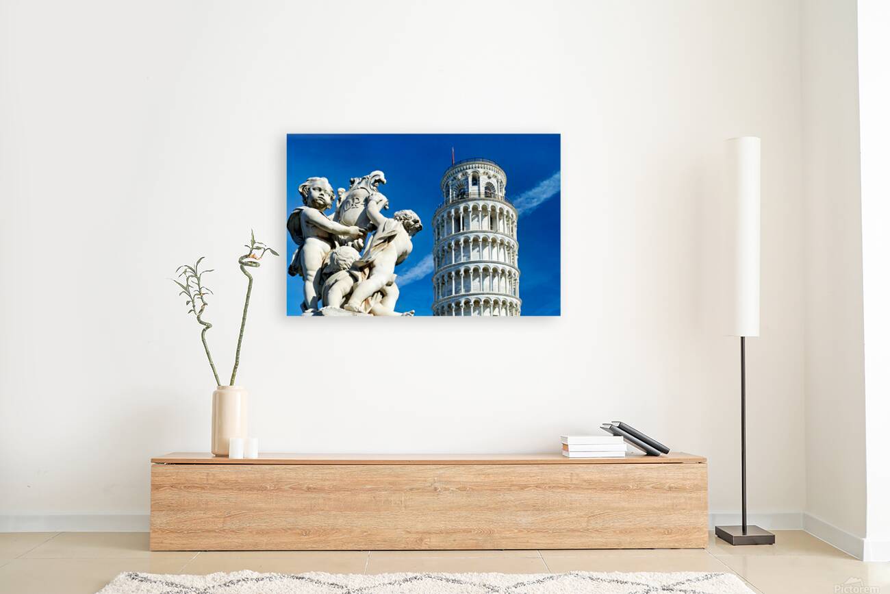 Leaning Tower and fountain in Piazza dei Miracoli in Pisa Reproduction