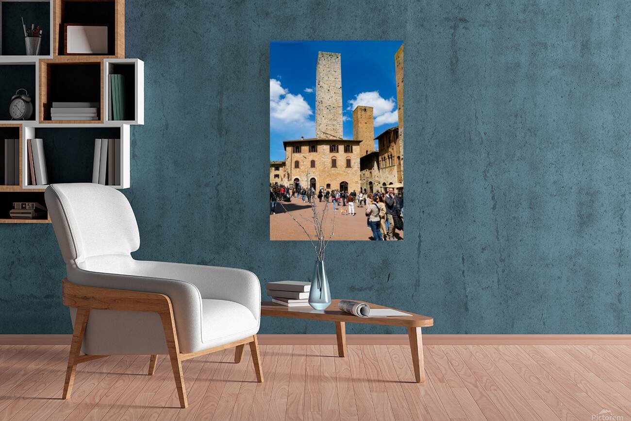 Visit to San Gimignano in Tuscany at Piazza del Duomo Reproduction