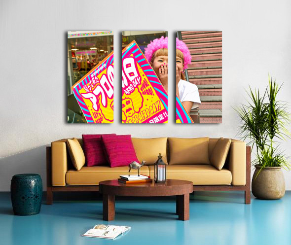 Lolita girl holds sign in Shibuya District of Tokyo during Afro  Split Canvas print