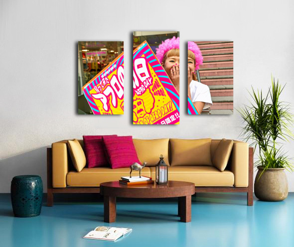 Lolita girl holds sign in Shibuya District of Tokyo during Afro  Canvas print