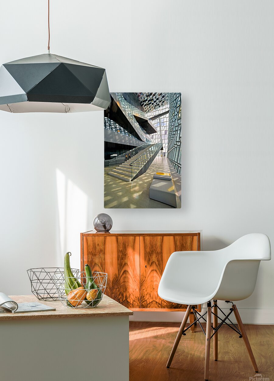 Unique design inside Harpa Opera House in Reykjavik – HD Metal Print 1