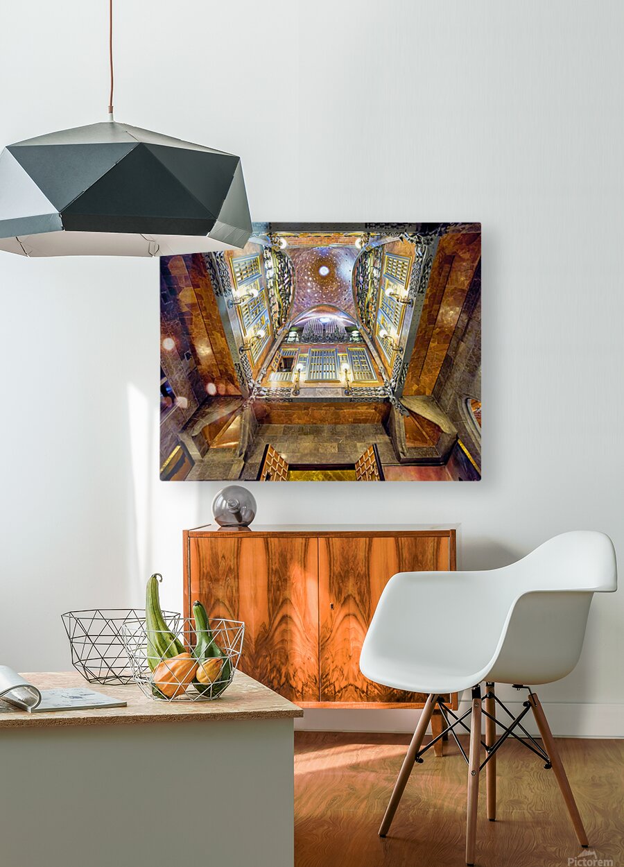 View of interior design in Palau Guell by Gaudi in Barcelona – HD Metal Print 1
