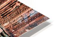 Ancient Cambodian temple with intricate carvings and guardian st HD Metal print