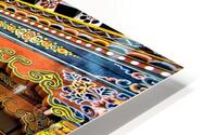 Vibrant ornate Bhutanese temple architecture and stone courtyar HD Metal print