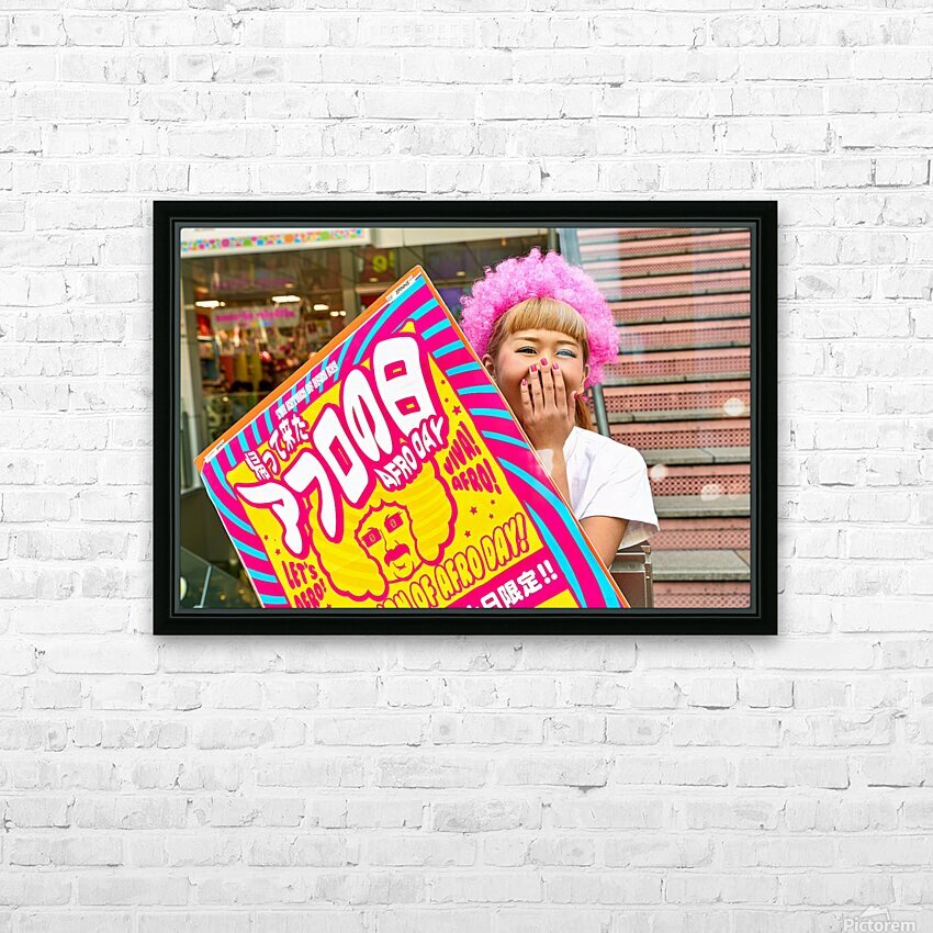 Lolita girl holds sign in Shibuya District of Tokyo during Afro  HD Sublimation Metal print with Decorating Float Frame (BOX)