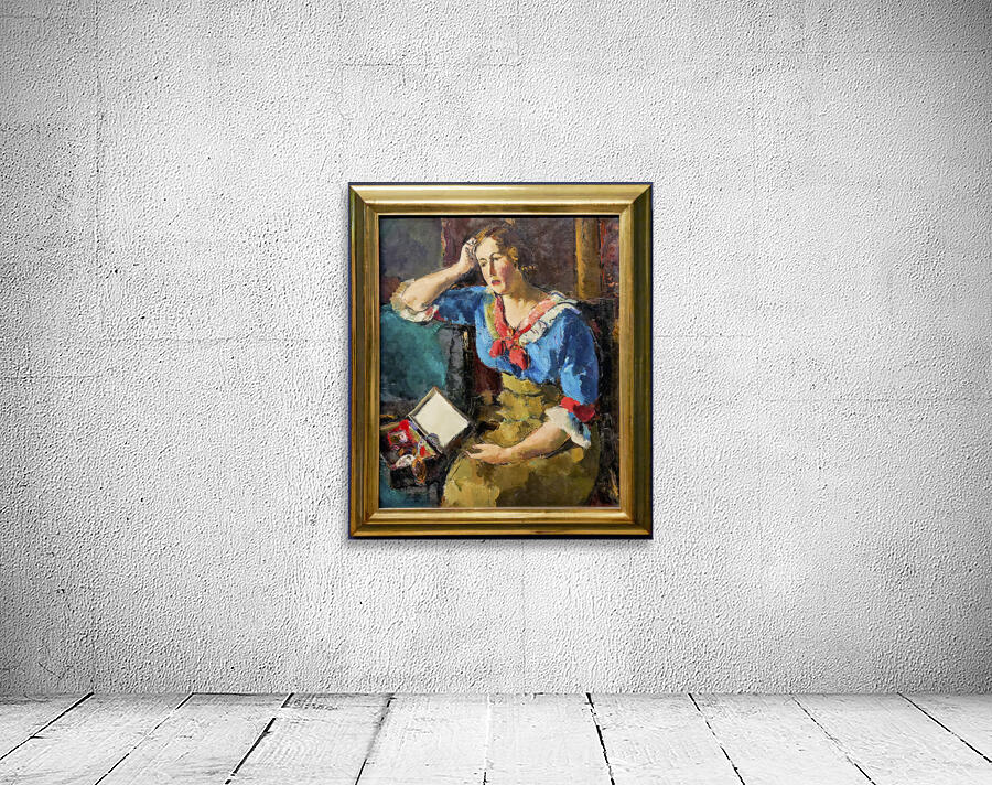 Egon Schiele - Seated Woman in a Blue House 1912 - Belvedere Museum Vienna Austria Wall Preview