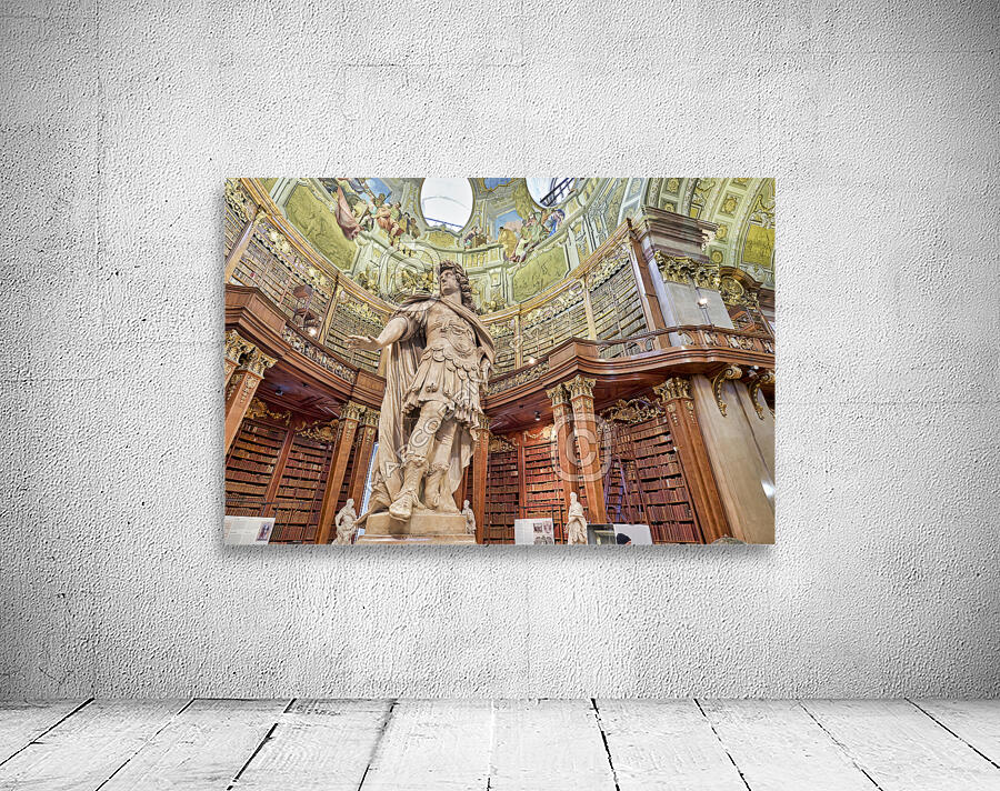 The Prunksaal center of the old imperial library inside the Austrian National Library. Vienna Austria Wall Preview