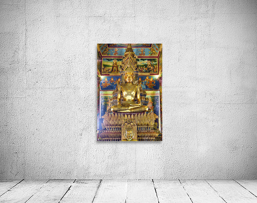 The golden interiors of the Wat Phnom Temple in Phnom Penh Cambodia Wall Preview