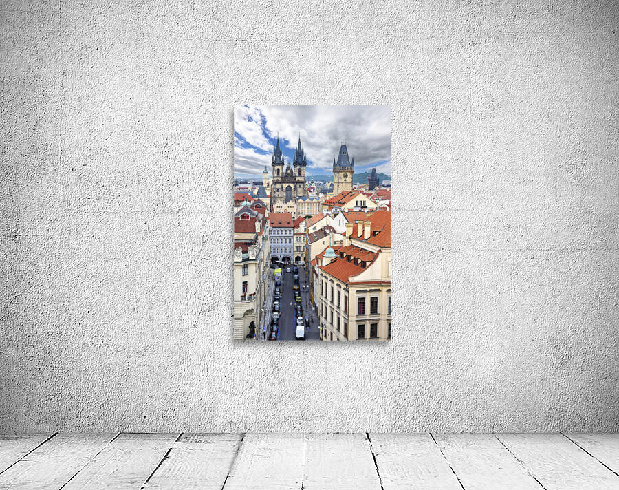 Czech Republic. Prague. Elevated view of the old town at sunset. Wall Preview