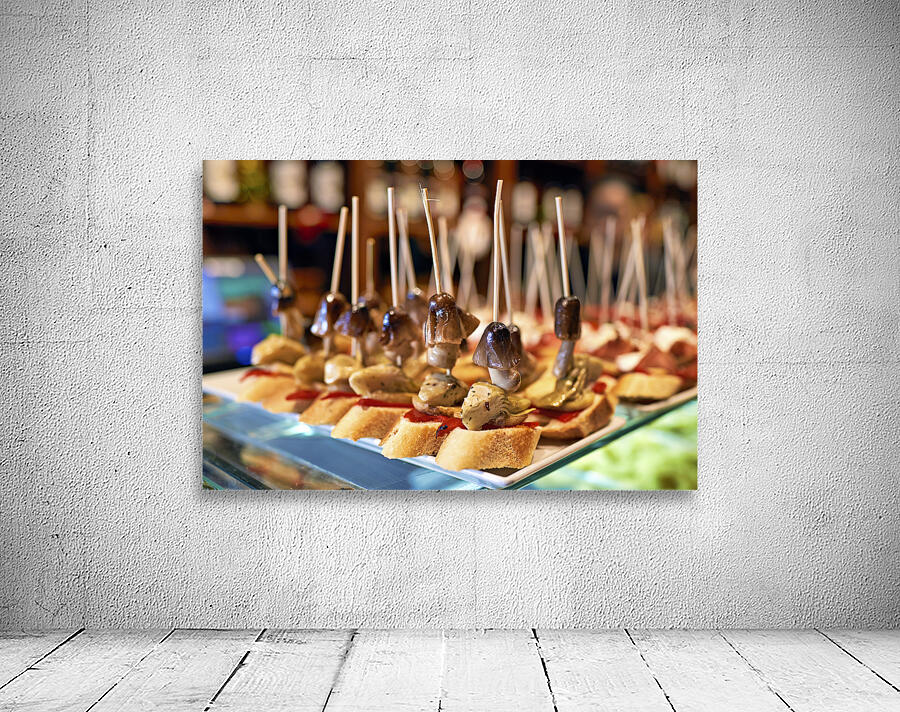 Barcelona. Catalonia. Spain. Tasty tapas in a bar appetizers snacks Wall Preview