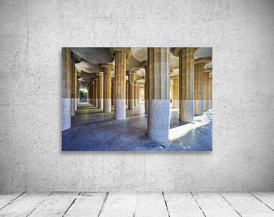 Barcelona. Catalonia. Spain. Columns and Domes of Hypostyle Room in Park Guell Wall Preview