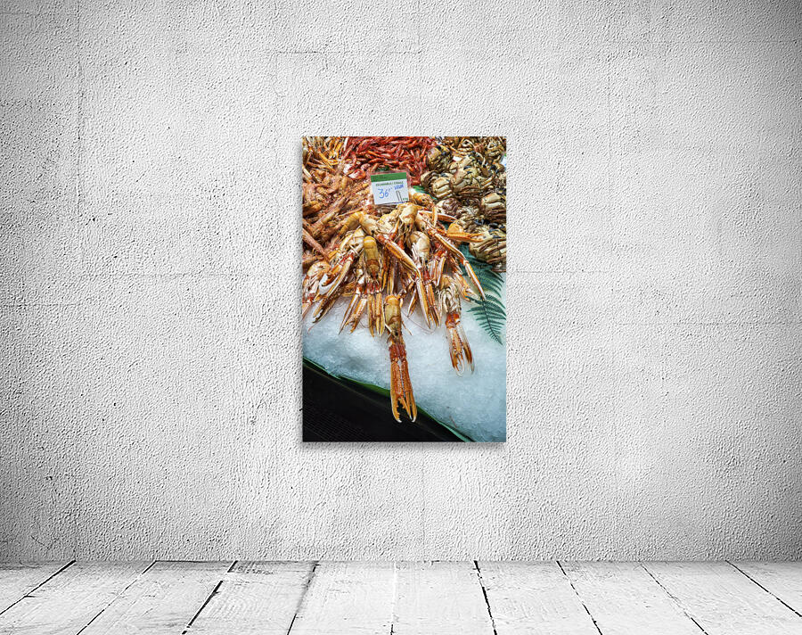 Barcelona. Catalonia. Spain. The Mercat de Sant Josep de la Boqueria. Tiger Prawns at fishmonger stall Wall Preview