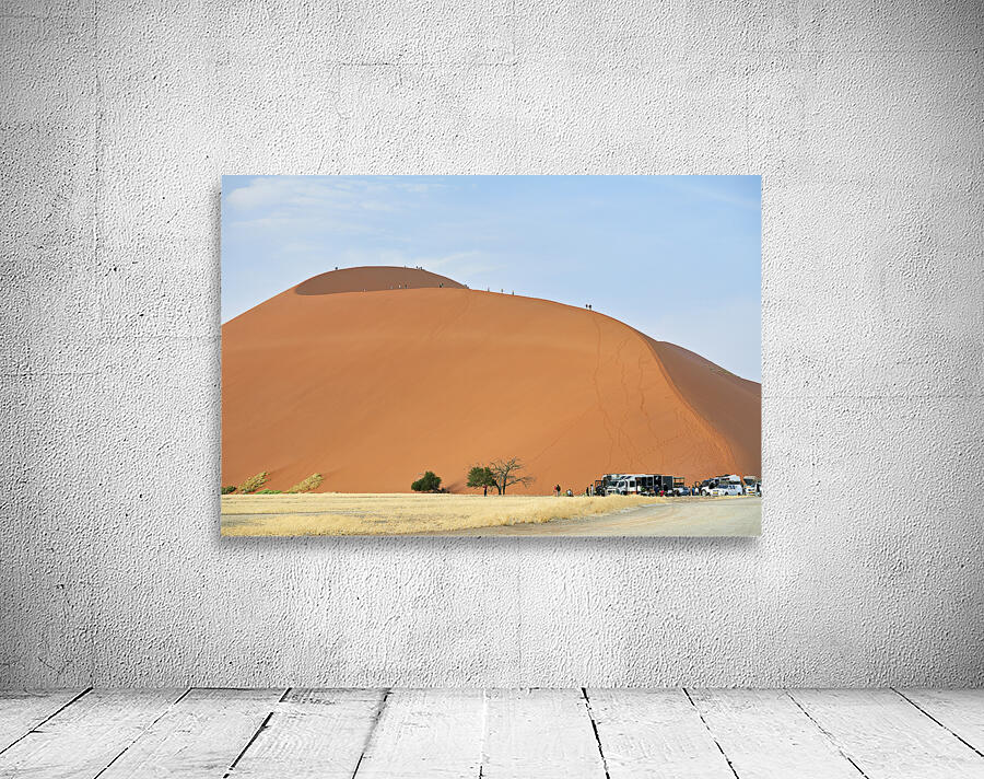 Namibia. Climbing the sand dunes at Sossusvlei. Namib Naukluft National Park Wall Preview