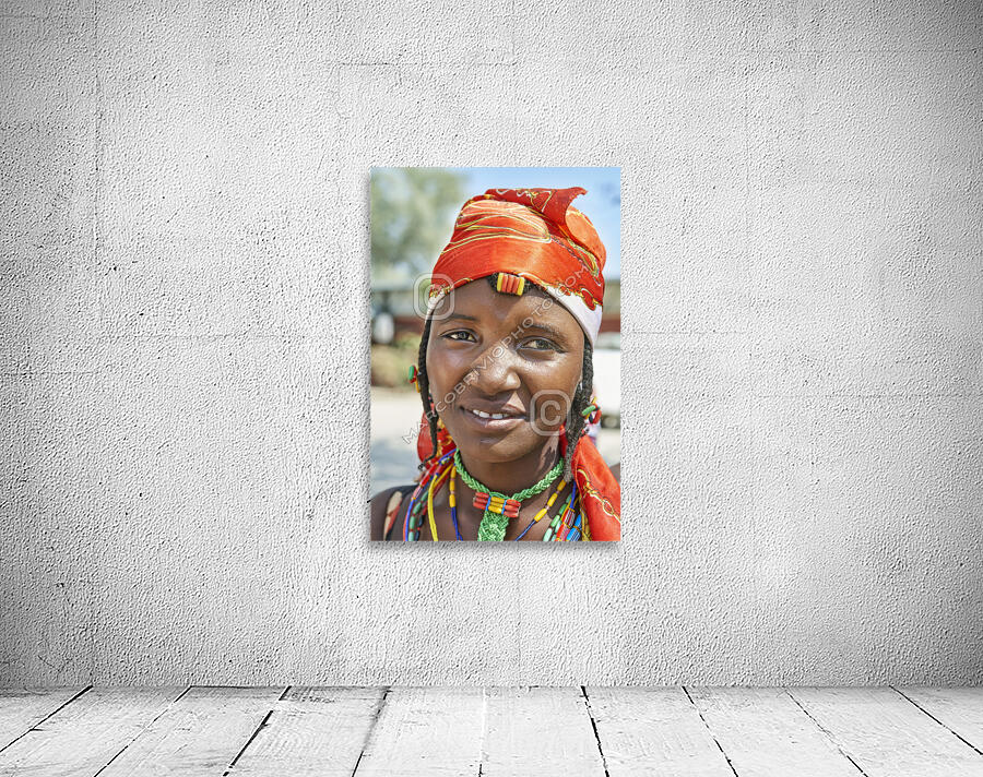 Namibia. Portrait of a woman of Zemba Bantu ethnic group in Kunene Region Wall Preview