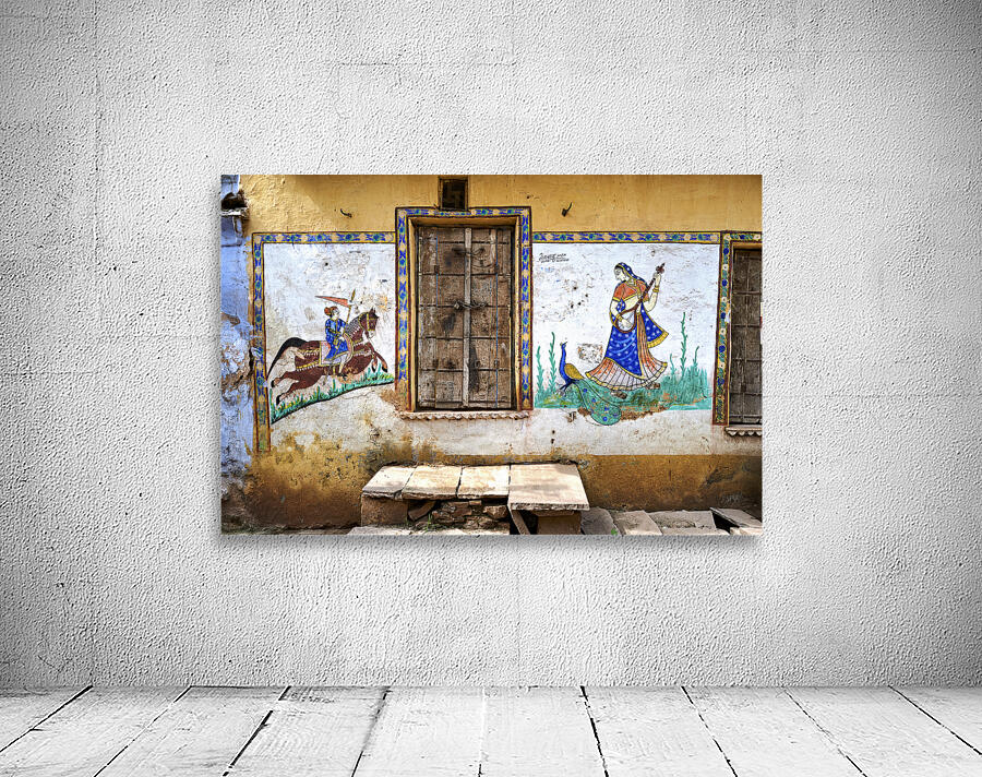 India Rajasthan Bundi. Painted decorated house Wall Preview