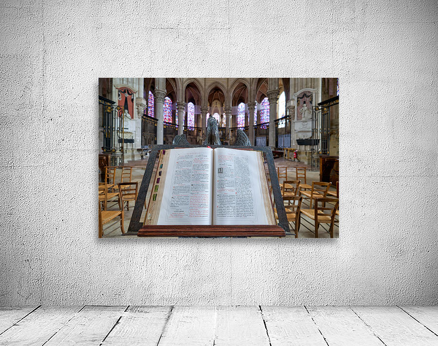 Auxerre Cathedral Saint Etienne. Burgundy France. The Holy Bible at the Altar Wall Preview