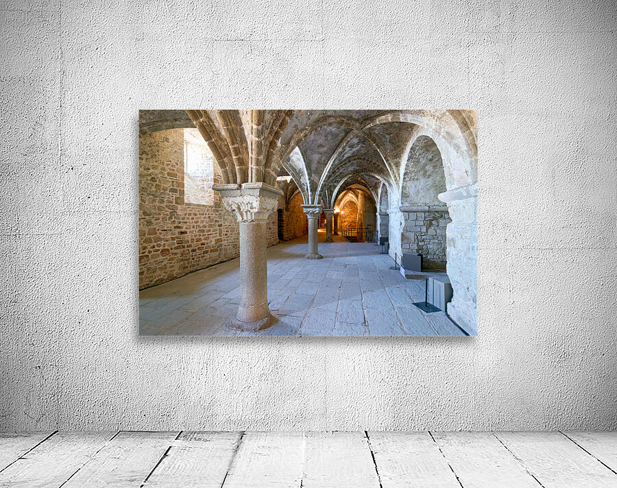 Mont Saint Michel Normandy France. The interior of the abbey. Promenoir des Moines Wall Preview