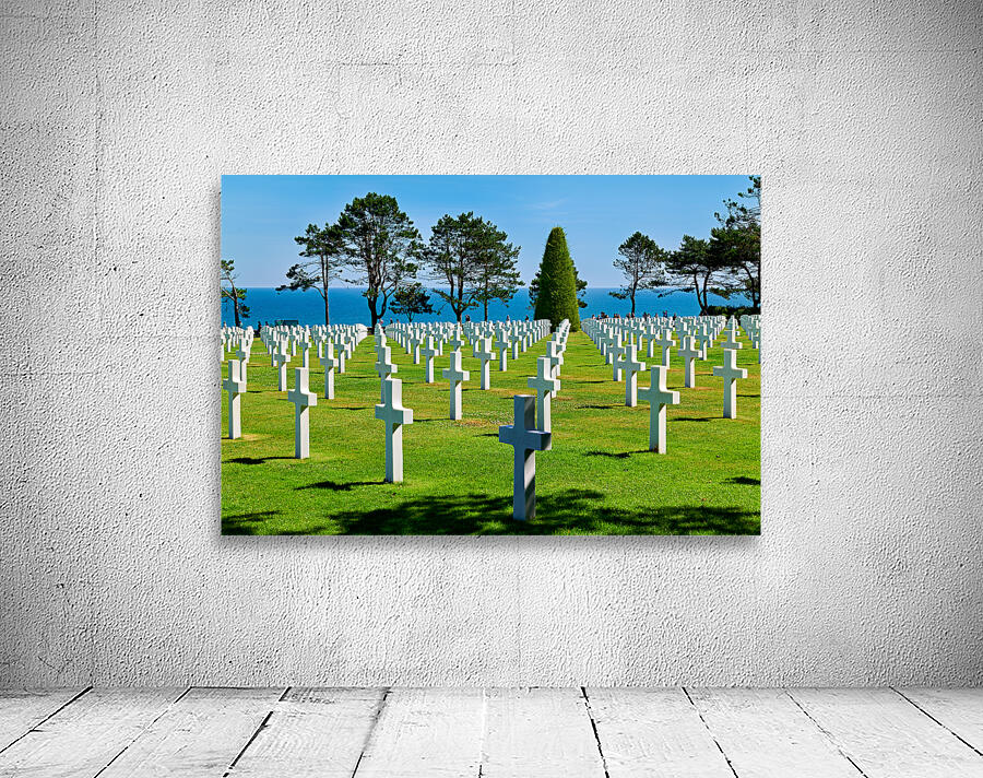 Colleville sur Mer. France. The Normandy American Cemetery and Memorial. Grave markers at the cemetery Wall Preview