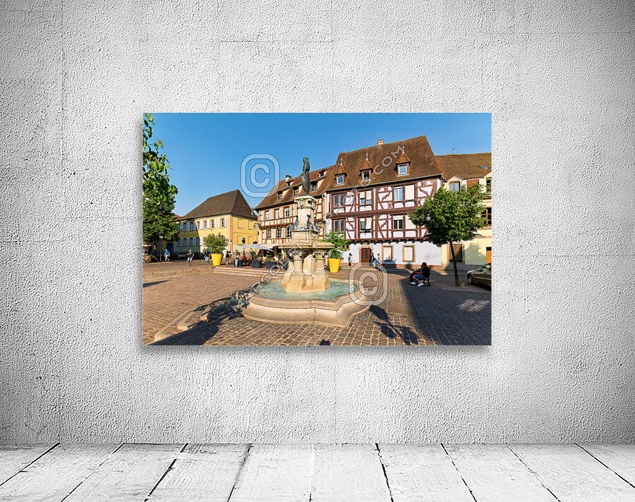 Colmar Alsace France. Alsace Wine Route. The timber framed houses in Petite Venise. Fontain Roesselmann Wall Preview