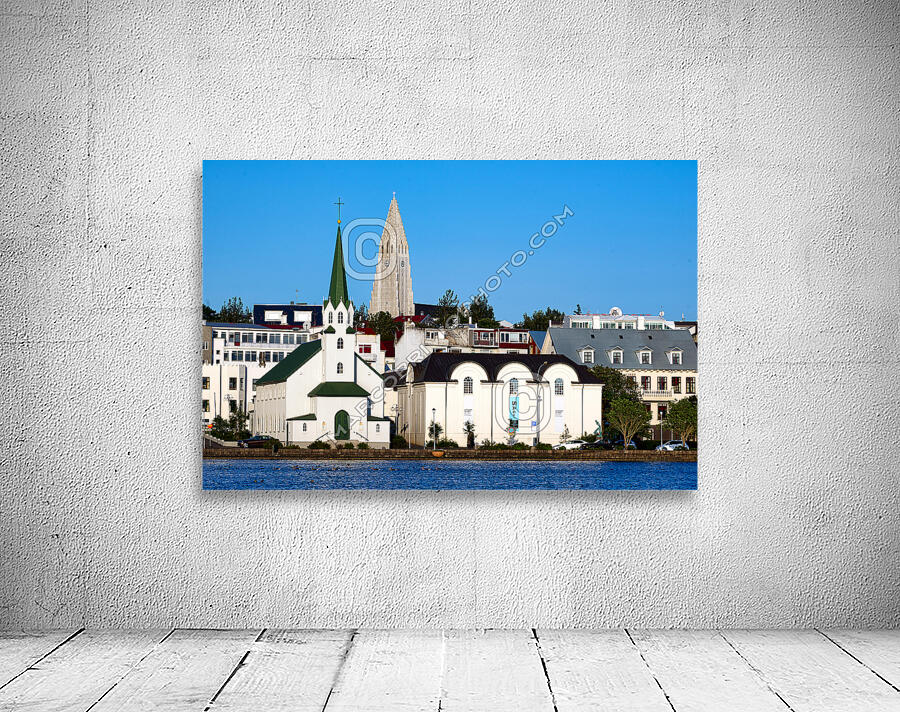 Reykjavik cityscape on lake Tjornin. Iceland Wall Preview