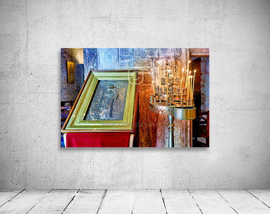 Athens Greece. Votive candles at Agios Eleftherios Orthodox Church Wall Preview