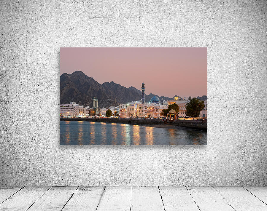 Oman. Muscat. Cityscape at sunset Wall Preview