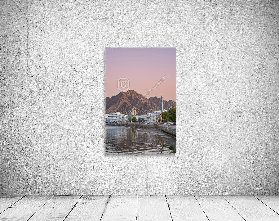 Oman. Muscat. Cityscape at sunset Wall Preview
