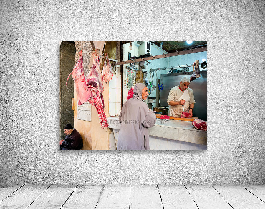 Morocco Fez. The butcher in the old souk in the Medina Wall Preview