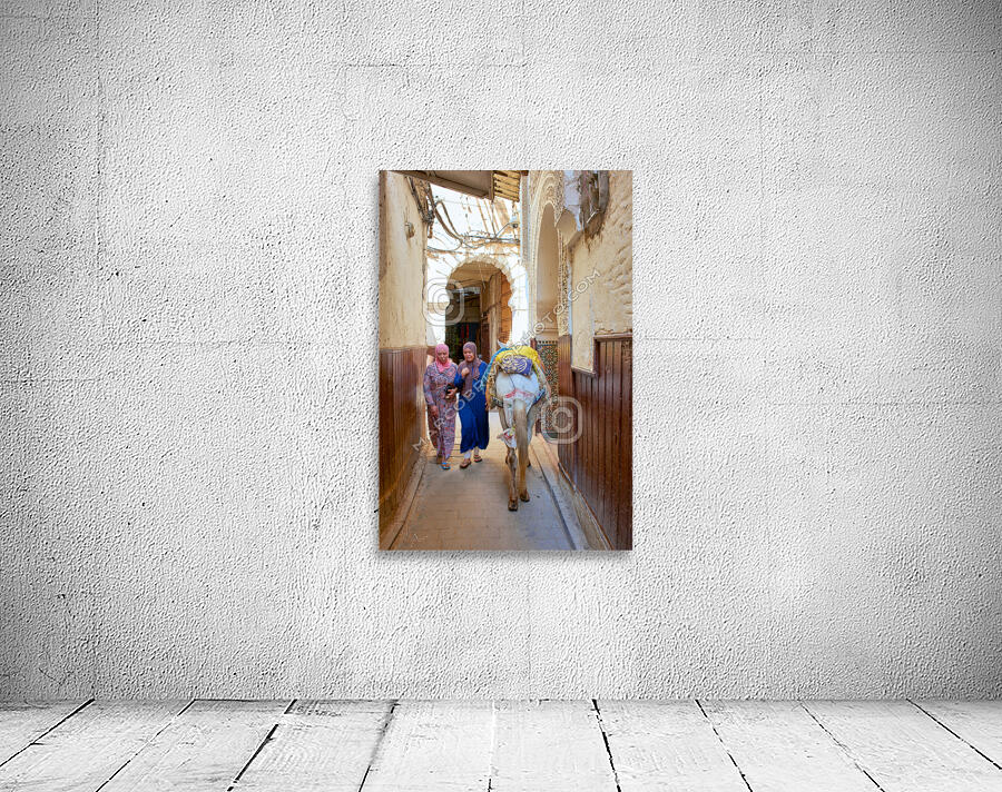 Morocco Fez. Two women walking in the narrow alleys of the Medina Wall Preview