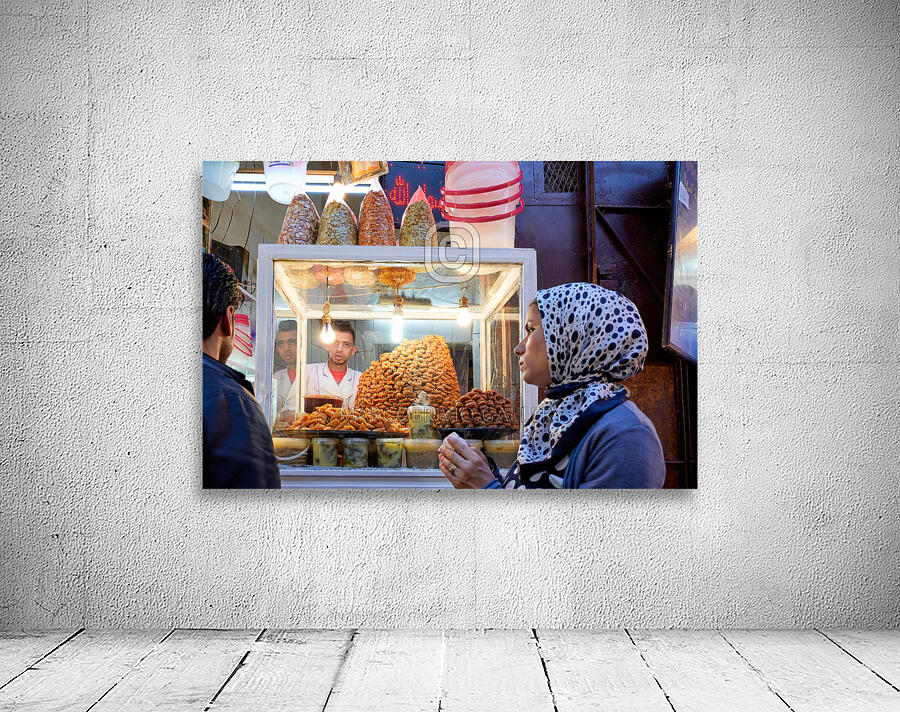 Morocco Fez. Sale of traditional moroccan sweets in the Medina Wall Preview