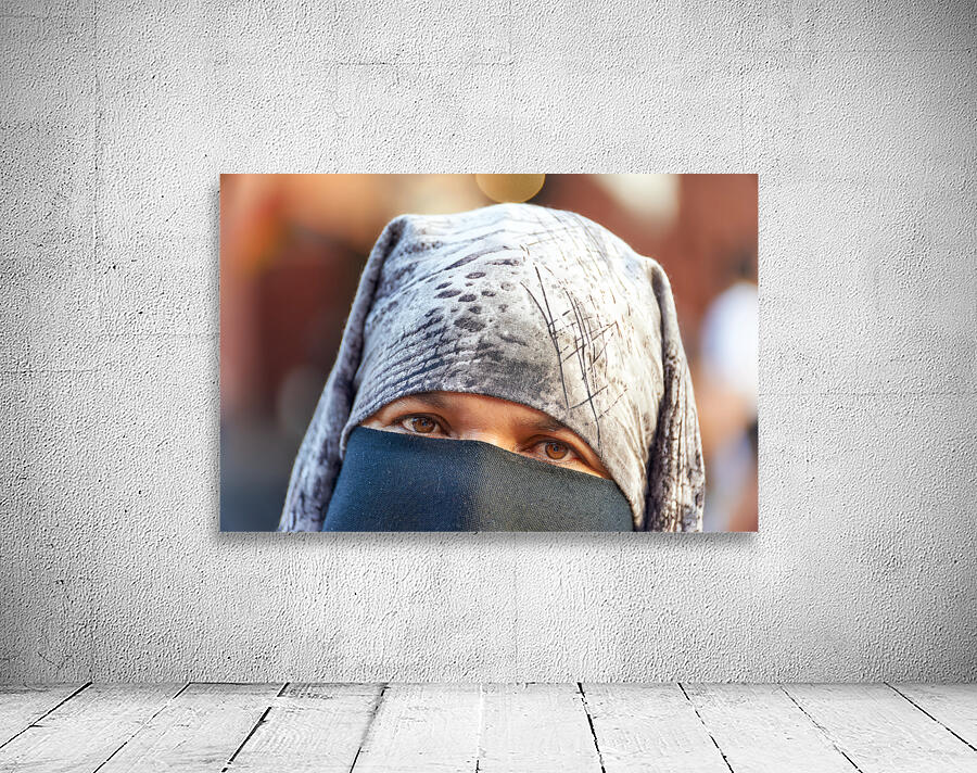 Morocco Marrakesh. Portrait of a veiled moroccan woman Wall Preview